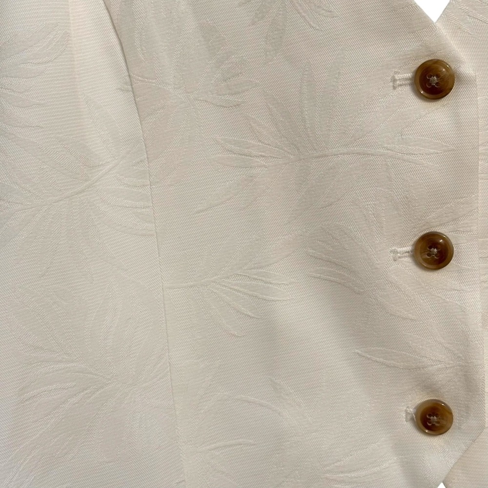 House of Harlow 1960 Womens Cream Jacquard Leaf V-Neck Button Front Vest Small - Picture 4 of 6